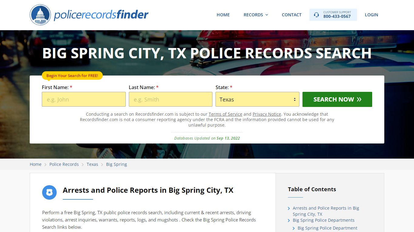 BIG SPRING CITY, TX POLICE RECORDS SEARCH - RecordsFinder